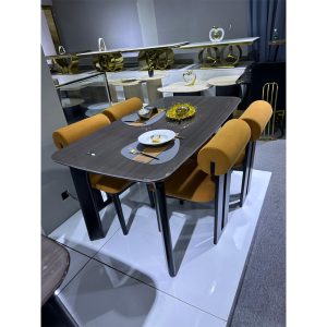SET OF ORANGE WOODEN DINNING TABLE  BY 6