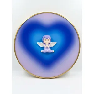 3D Praying Angel & Heart Gradient Round Wall Art
